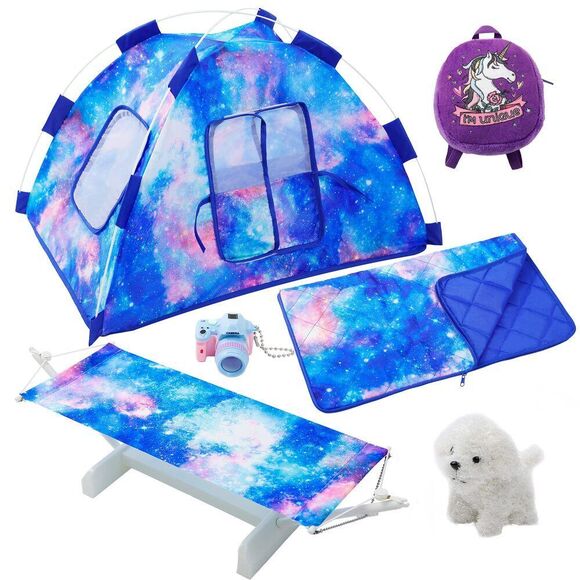 18 Inch Dolls Accessories Camping Tent And Hammock Set - Including Doll Camping